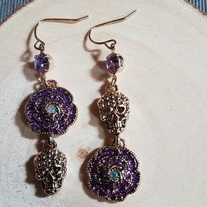 Betsey Johnson  Skeleton and Flower Earrings